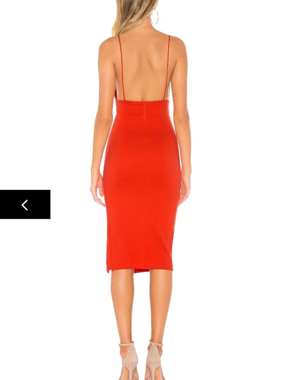 Red Cutout Midi Dress with Thigh Slit - Women - Picture 3 of 6